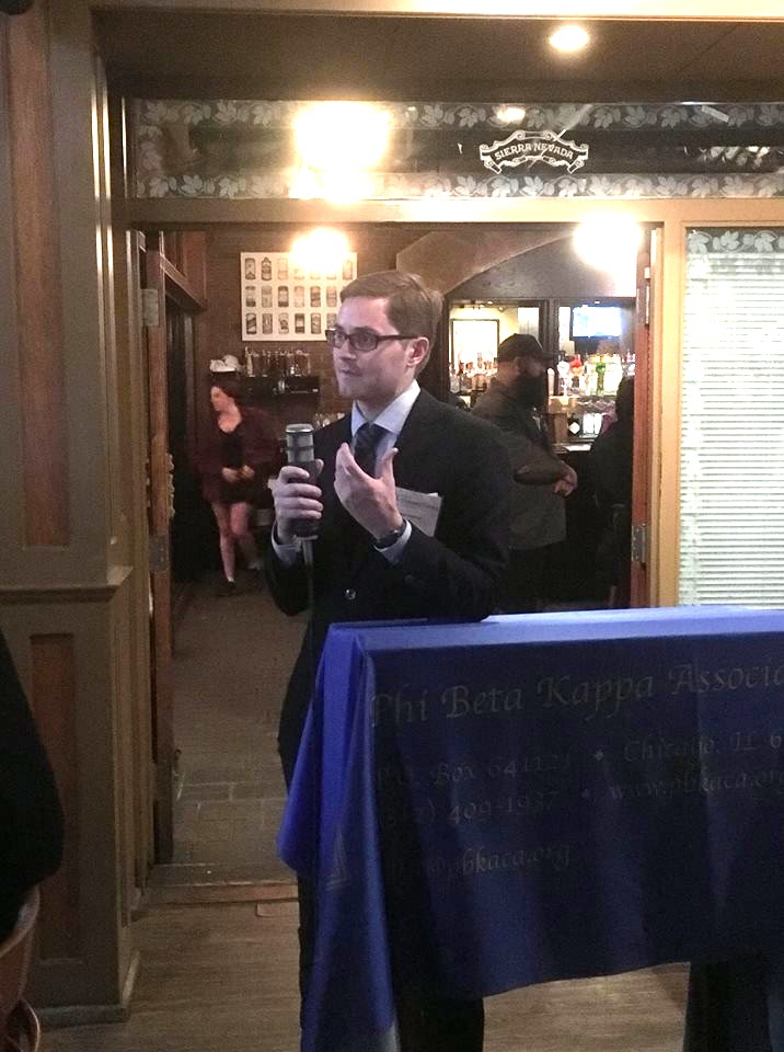 Grant Stafford speaking at a Phi Beta Kappa event